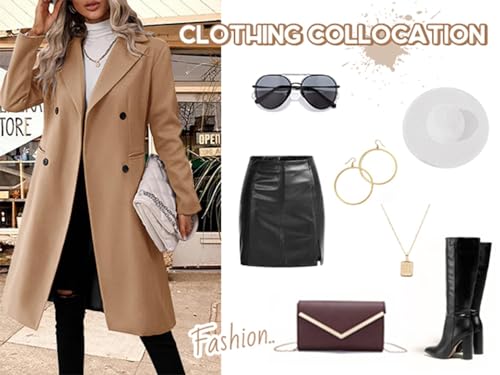 Danedvi Womens Long Double Breasted Coats Lapel Collar Pea Coat Winter Slim Fit Jackets Trench Coat Outwear - color: Army Green, size: XX-Large