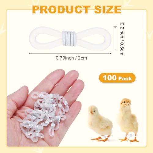 M METERXITY 100-Pack Adjustable Chick Leg Bands, 0.79" x 0.2" Silicone Chicken Leg Brace for Chicks/Ducks/Birds [White] Poultry Leg Bands - color: White