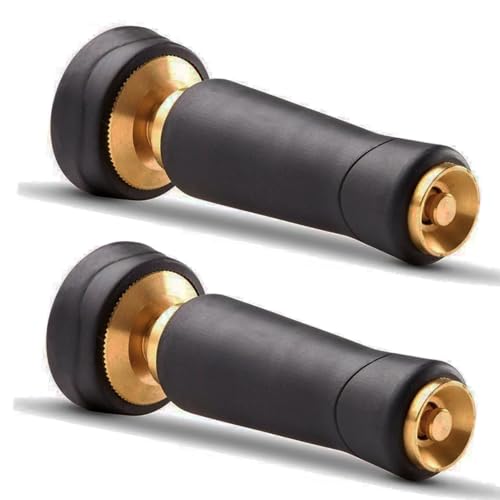 Brass Hose Nozzle, Heavy-Duty Adjustable Garden Twist Hose Nozzle Shut Off Valve, Suitable for Cleaning Car, Watering Flowers, Lawns, Cleaning Ground (2 Pack) - style: nozzle -2P