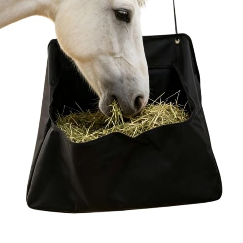 Horse Hay Bag Large Capacity Waterproof Opening Bag with Strap | Goat Hay Feeder for Livestock Grain Cattle Cow Lamb Calf Farm Stall Barn Fence Wall Outdoor