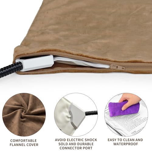 NAMOTEK Pet Heating Pad Adjustable Temperature with Timer, Waterproof Heated Mat with Chew Resistant Cord, Auto Power-Off Electric Indoor Pet Heat Pad for Dogs and Cats - size: 15"x13"