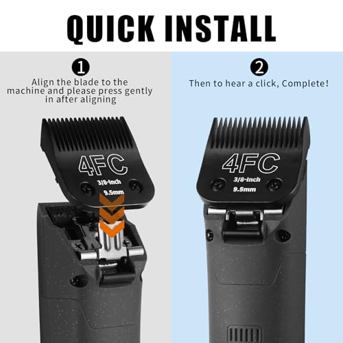 3 Pack 4FC Detachable Dog Grooming Steel Blades,Compatible with Andis,Oster A5,Wahl KM-10 Series,Cut Length 3/8" 9.5MM （Black） - size: 4FC-9.5mm 3 Pack
