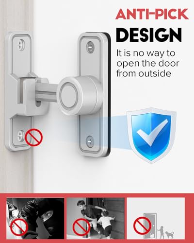 Heavy Duty Gate Latches 90 Degree Right Angle Barn Door Lock, Anti-Theft Sliding Door Lock Latch for Wooden Fence Garden Bathroom Outdoor Garage Window Include Screw (Silver) | Anti-Theft Sliding Door Lock Latch for Wooden Fence, Garden, Bathroom, Outdoor