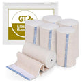 Premium Elastic Bandage Wrap (4" 6 Pack) - Hook & Loop Fasteners at Both Ends - Latex Free Hypoallergenic Compression Roll - Reusable Bandages for Waist, Legs, Elbow & Knee Wrap - size: 6 Pack