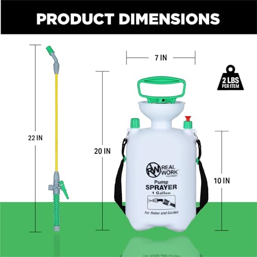 REALWORK 1-Gallon Handheld Tank Sprayer with Easy-Carry Shoulder Strap for Lawn, Garden, Yard, in Translucent White - size: 1 gallon