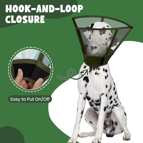 Dog Cone Collar for Dogs After Surgery,Transparent Dogs Cone Stop Licking,Foldable Dog Recovery Collars & Cones Anti-Bite Lick Protective Wound,Protective Elizabethan Collar Alternative,Green,M - color: ArmyGreen
