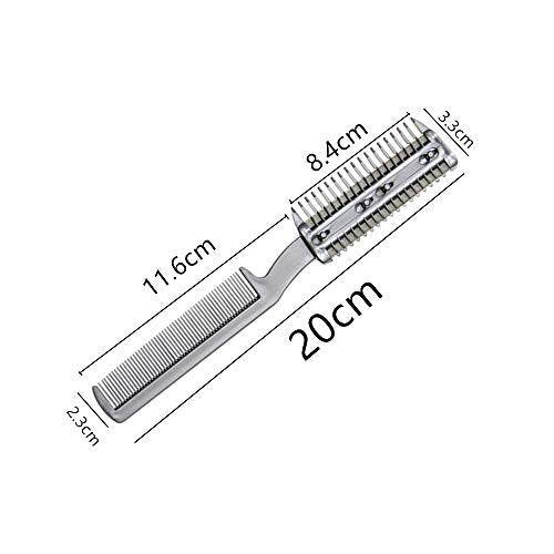 2Pcs Razor Comb for Dogs Cats with Extra Blades Double Sides Pet Razor Comb Trimming & Grooming Hair Cutter Comb Trimmer Grooming Comb for Dog Cat (Silver)