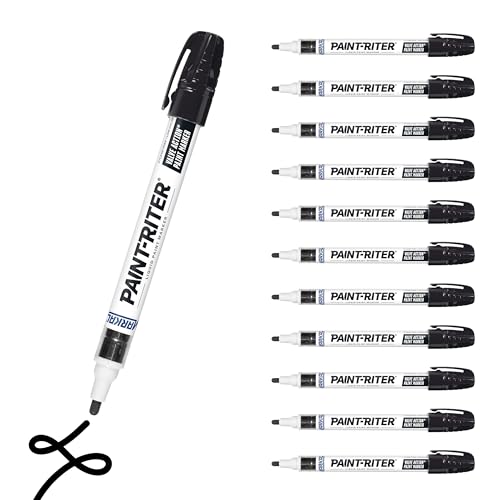 Markal 96823 Paint-Riter+ Valve Action Marker, Versatile Surface Compatibility, Bold Mark Size 1.8", Black 12-Pack - color: Black