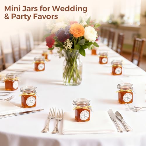 ComSaf Square Small Glass Spice Jars with Airtight Lids 4 oz 12 Pack Pantry | Honey herbs, Farmhouse pantry organization, Mini favor jars, Labels included, Funnel included, Kitchen storage, Snacks - size: 4oz*12