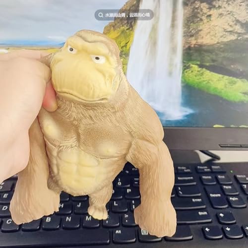 Squishy Monkey Toy - Brown Stretch Gorilla, Stretch Monkey Stress Relief Toy, Novelty TikTok Gorilla Squeeze Toys, Funny Splat Monkey Sensory Stress Toy for Anxiety Women Men Kids (Small) - style: Small Gorilla