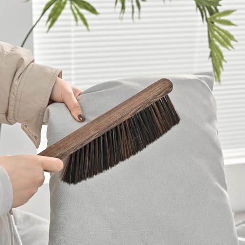 2PCS Hand Broom Cleaning Brushes-Soft Bristles Dusting Brush for Cleaning Car/Bed/Couch/Draft/Garden/Furniture/Clothes,Wooden Handle(Brown) - color: Brown