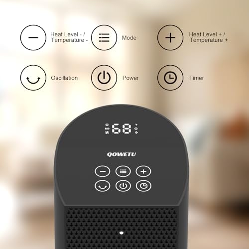 Space Heater for Indoor Use - 24 inches 1500W Ceramic Heater with Remote Control, 12 Hour Timer, Oscillation, LED Display, for Bedroom Office Indoor - size: small