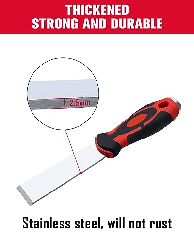 ROTATION 1.2" Stainless Steel Putty Knife, Scraper with Hammer End | Soft Grip, Heavy Duty, Extra Thick - style: 1pc