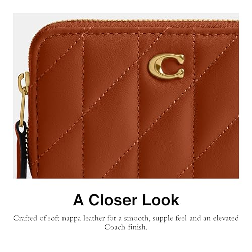 Coach Small Zip Around Card Case - color: Amber Brown, size: One Size