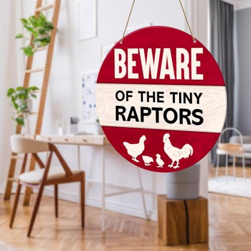 Farmhouse Hen Chicken Coop Sign for Home Room Front Porch Door Farm Fence Barn Yard Outdoor Hanging Decorations, Farmer Chicken Lover Gifts for Women Men, Beware