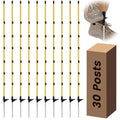 30 PCS Electric Fence Posts, 3/8" x 57" Step in Fence Post | 7 Wire Clips, Metal Ground Spikes, Easy Step-in Fiberglass Fence Posts for Temporary Electric Fencing, Farm Livestock, Garden - size: 57Inch-30PCS