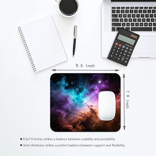 Colorful Cosmic Nebula Galaxy Mouse Pad 9.5" x 7.9", Teal Purple Pink Space Cute Desk Mat, Dreamy Night Sky - color: Cosmic Nebula