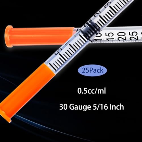 0.5ml Syringe 30G 5/16 Inch, Lab Supplies Individually Wrapped 25 Pack - size: 0.5ml-30G-5/16", style: 25 Pack