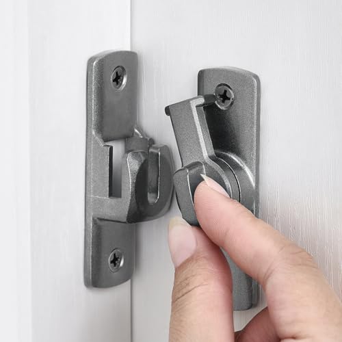 Grey Barn Door Latches,90/180 Degree Gate Lock_D | Aluminum Alloy Right Angle Door Lock Latch,Flip Gate Latches Hardware,Sliding Door Lock for Cabinets,Fence Gates,Pet Cage - color: Gray