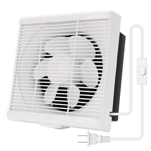 10 Inch Exhaust Fan with Mesh and Anti-Backflow Check Valve, 110V | Through-Wall Window Ventilation Fan, Shutter Box Blower Air Extractor for Bathroom, Kitchen, Garage, Greenhouse - style: 10inch