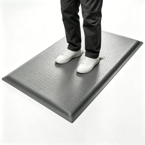 Anti Fatigue Mat 2x7 Ft 15/16" Thick Soft Sponge Ergonomic Mat | Comfort All Shift Floor Mat Rugged Diamond Stud Steadfast Standing Mat Automotive Assembly Paint Body Shop Gray - size: 83.9"L x 24.4"W x 0.9"Th