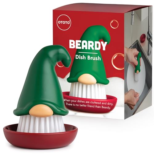 New! Beardy Gnome Dish Brush by Ototo - Gnomes, Quirky Gifts, Cute Kitchen Accessories, Funny Kitchen Gadgets, Vegetable Brush, Cute and Useful Gifts for Women (Green) - style: Beardy Green