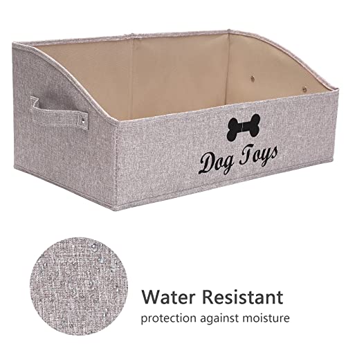 Foldable Fabric Trapezoid Organizer Boxes - Collapsible Dog Toy Basket (Light Brown-DOG) - color: Light Brown, size: Large - Dog Toys