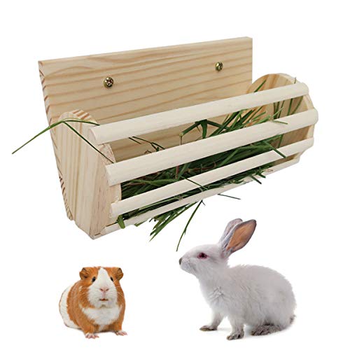 Rabbit Wooden Hay Rack Multi-Functional Manger Grass Holder for Small Pets Bunny Chinchilla Guinea Pigs (Hay Rack-A) - color: Hay Rack-A