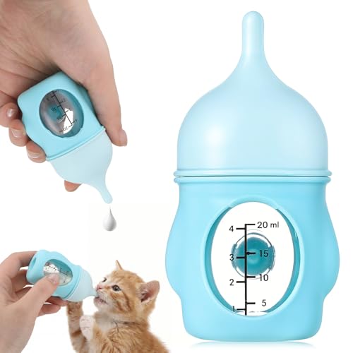 Kitten Bottle for Nursing, Miracle Nipple for Kittens Puppy Kitten Milk Replacement, Silicone Kitten Feeding Bottle for Pregnant Cat Essentials (Blue)