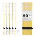 45.3 in Electric Fence Posts, Fiberglass Fence Posts with Adjustable 4 Pigtail insulators Hold Poly Wire Rope and 40mm Tape, for Temporary Electric Fencing, Farm Livestock, Garden-50pcs
