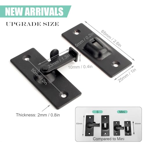 WANLIAN MINI Size Pocket Door Lock, 90 Degree Sliding Door Lock | Quick-Access Locking for Privacy in Bathroom, Toilet, RVs & Small Spaces, Left Or Right Application, 304# Stainless Steel - color: Black, size: Small
