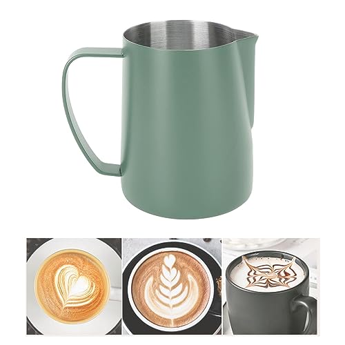 480ML Milk Frothing Pitcher,Steaming Pitcher,Milk Frother Cup,Coffee Frothing Cup 304 Stainless Steel Milk Frother Jug Point Mouth Latte Art Pitcher with Inner Scale(#1) - color: #1
