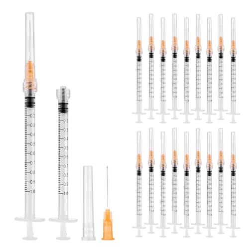 20 Pack 1ml Syringes with 25G 1 Inch, Disposable Luer Lock Syringe Individually Sterile Packed for Scientific Lab, Liquid Measuring and Dispensing - size: 1ML-25G-1IN
