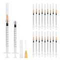 20 Pack 1ml Syringes with 25G 1 Inch, Disposable Luer Lock Syringe Individually Sterile Packed for Scientific Lab, Liquid Measuring and Dispensing - size: 1ML-25G-1IN