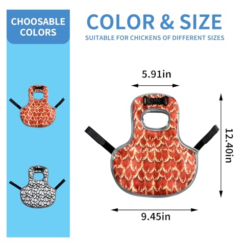 2 Pcs Chicken Saddles for Hens Chicken Apron Back Protector with Adjustable Strap Reusable with Wing Protector Feather Print