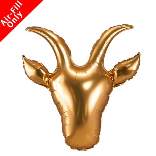 6Pcs Gold Goat Head Balloons 17Inch,Capricorn Foil Balloons for Birthday Party, Sports Events, Celebrity Theme Decorations