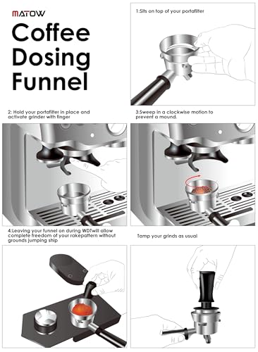 54mm Espresso Dosing Funnel, MATOW Stainless Steel Coffee Dosing Ring Compatible with Breville 54mm Portafilter