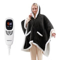 Wearable Heated Blanket with Foot Pocket, Flannel & Sherpa,50"x64",Grey,ETL | Wearable Electric Throw Blanket with Sleeves,9 Heating Levels Snuggle Warm Blanket,2H-10H Auto Off Heated Robe,ETL Certified - size: 50"x64"