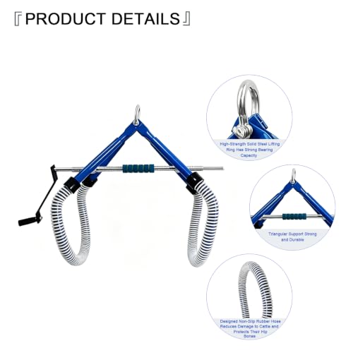 Cow Hip Lift 4410LB,Heavy-Duty Galvanized Steel Stand Assist Device with Non-Slip Rubber Clamp,OB Calving & Birthing Aid for Postpartum Recovery,Dystocia & Lame Cow (0-35.4" Adjustable)