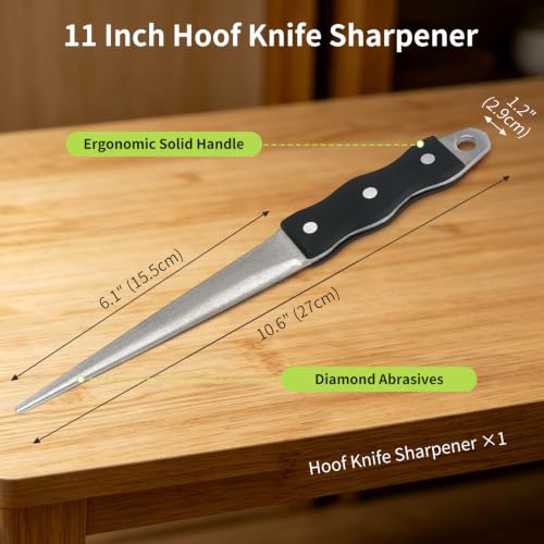Diamond Coated Hoof Knife Sharpener with Tapered Rod for Hook Sharpening | Tapered diamond-coated rod sharpens curved hoof knife blades with fast, precise edge restoration
