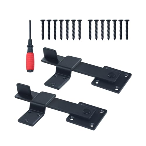 [Upgraded] 2 Pack Heavy Duty Flip Fence Gate Latch Lock Set | with Screwdriver for Wooden Fence Sliding Door Farm Garden Yard Orchard Ranch Carports Barn Door Lock - size: 2xHeavy Duty Flip Fence Gate Latch Lock