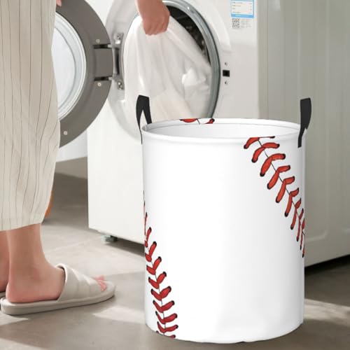 Laundry Basket Baseball Ball Collapsible Large Capacity,Dirty Clothes Basket Durable Lightweight Hamper With Handles Ideal For Clothes,Toys Home Organization19.6"L x 15.7"W,63L - color: baseball