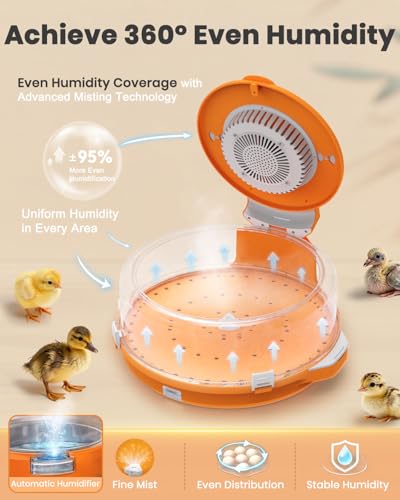 15 Egg Incubator with Side Water Refill, Auto Humidity Control, Automatic Egg Turner, Adjustable Temperature, Egg Candler, 2 Trays for Chicken, Duck, Quail & Goose Eggs