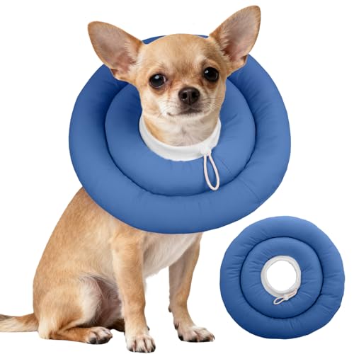 IDOMIK Dog Recovery Collar, Waterproof Soft Dog Cone After Surgery | Comfy Protective Elizabethan Collar Alternative for Dogs Cats, Adjustable Pet Neck Donut Cone Anti-Licking Wounds,Navy,S - color: Navy Blue, size: S