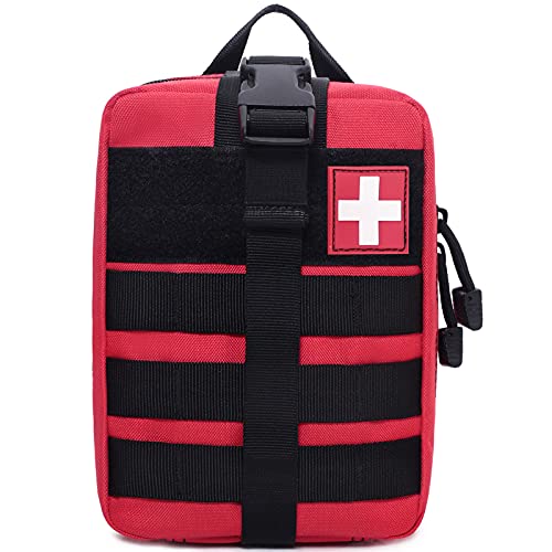 Molle Pouch, Sturdy 600D Nylon Tactical Medical Pouch,Rip-Away EMT First Aid Pouch (Bag Only) - color: red1