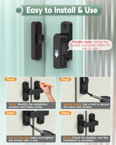 Adjustable Barn Door Locks, 90/180 Degree Gate Latch, Black | Home Security Sliding Door Latch for Bedroom, Barn, Cabinet, Garden & Fence - color: Black-1 Pc