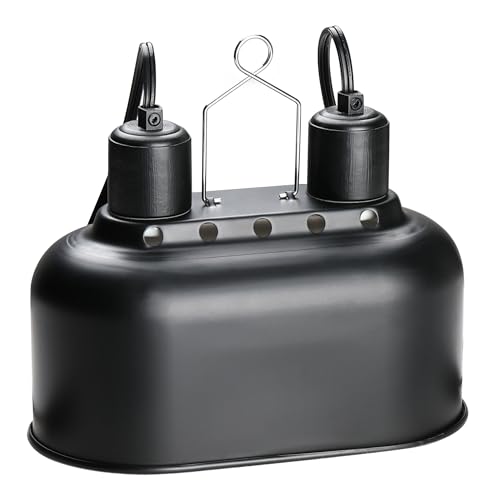 Simple Deluxe Dual Dome Reptile Light Fixture with Separate Switches, Fits Max 100W Reptile Heat Lamp/UVB Light, for Amphibians Terrarium and Tortoise Habitat