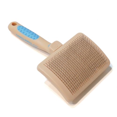 Pet Slicker Brush for Large Dogs, Plastic Handle, Gently Remove Tangled and Mats Hair, Pet Grooming Brush Tool, Sheepskin Wool Carders (5" Pad Quick Cleaning) - size: 8" Quick Cleaning