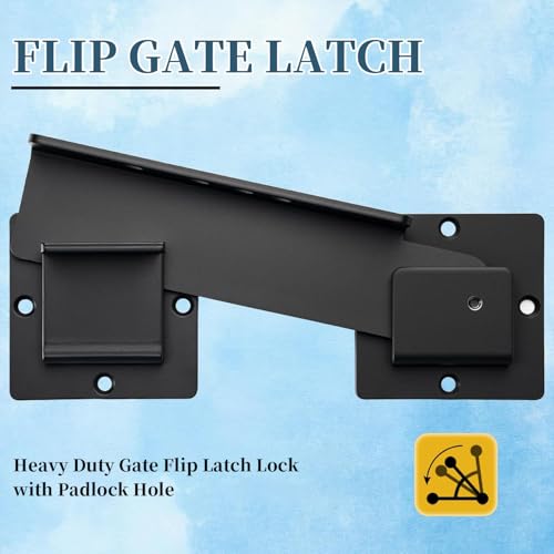 9-Inch Heavy Duty Flip Gate Latch with 4 Padlock Holes 4mm Thick Carbon Steel Adjustable Door Latch for Sliding/Swing Gates, Barn, Shed, Garage, Yard, Fence (2pcs 9 inch) - size: 2pcs 9 inch
