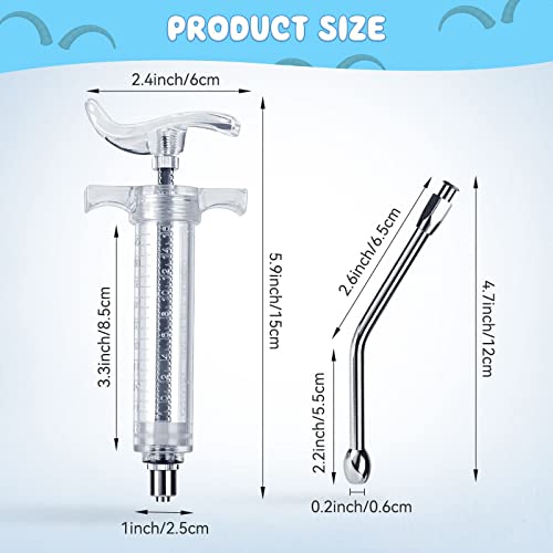 2 Pack Reusable Goat Drench Syringe, 20 mL Drench Gun for Goats | 2 Drench Nozzles, Cleaning Brush Set, Detachable Design, Adjustable Dose Ring, Goats and Sheep - style: 20ml